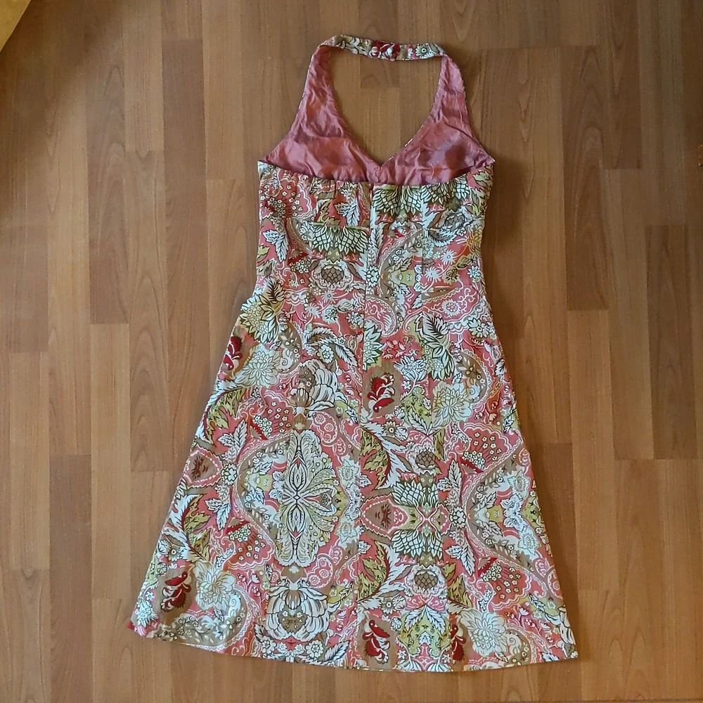 Ann Taylor Pink & Green Floral Aline Halter Dress Size 4 - Picture 3 of 10
